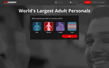 Skärmbild av Adultfriendfinder-webbplatsen