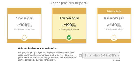 Skärmdump av priserna hos Adultfriendfinder