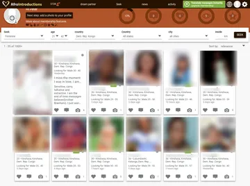 Skärmbild av AfroIntroductions-webbplatsen