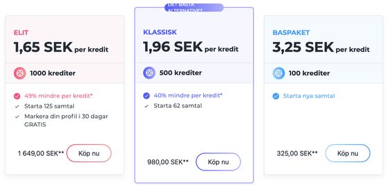 Skärmdump av priserna hos Ashley Madison