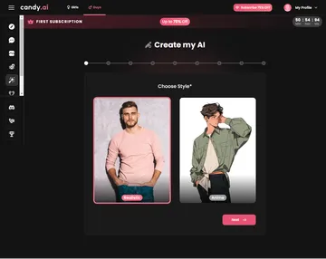 Skärmbild av Candy.ai-webbplatsen