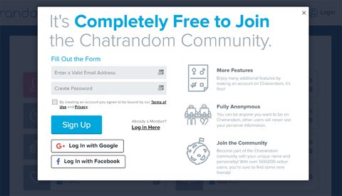Chatrandom Registrering
