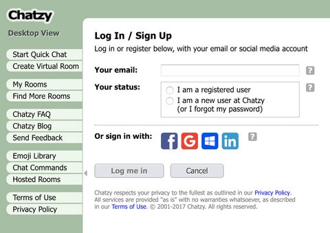 Chatzy Registrering
