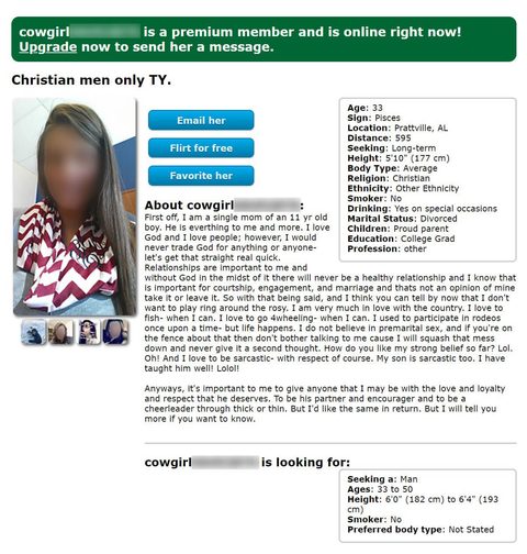 FarmersOnly Kvinnlig profil