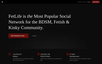 Skärmbild av FetLife-webbplatsen