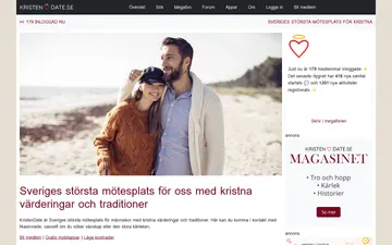 Skärmbild av Kristendate-webbplatsen