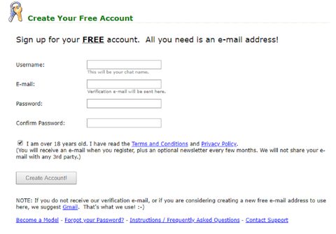 MyFreeCams Registrering