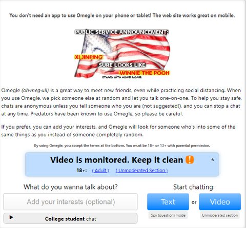 Omegle startsida