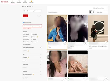 Skärmbild av Seeking-webbplatsen