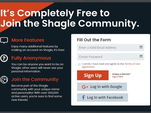Shagle registreringsprocess