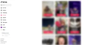 Skärmbild av TikTok-webbplatsen