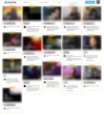 Skärmbild av Tinychat-webbplatsen