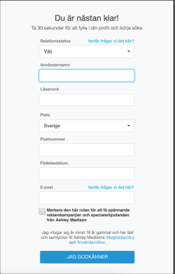 Ashley Madison Registrering